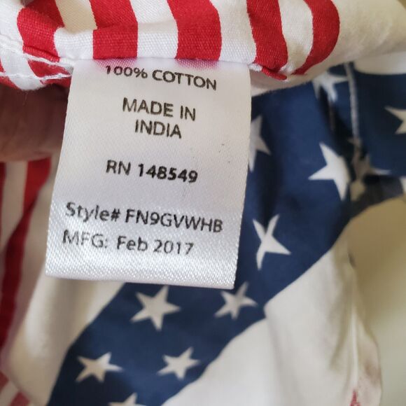 Free Planet Mens L Shirt Button Front American Flag Reverse Print Cotton USA - Picture 10 of 13